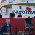 Tender just about to depart from Radio Caroline's Ross Revenge boat.